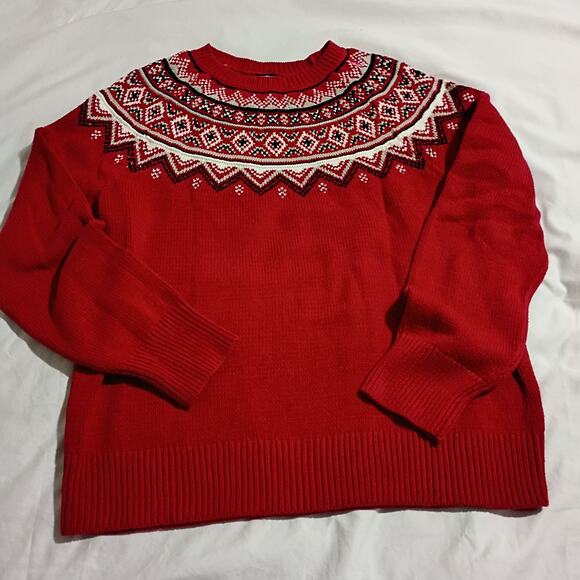 Christmas Sweater XL Red Cotton-Blend AMERICAN LIVING Raglan-Sleeve ALL WINTER - Picture 2 of 9